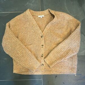 brown speckled madewell button up cardigan